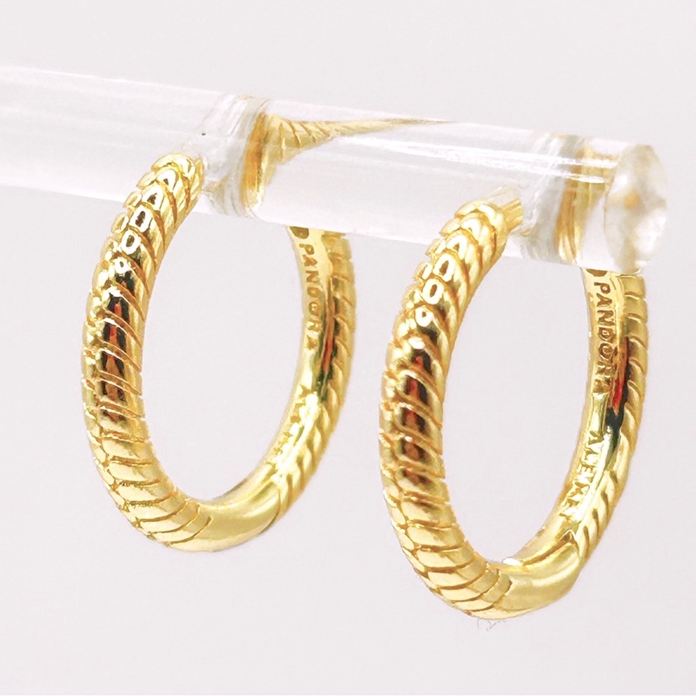 NWOT Sterling silver 18k gold plated twisted rope earring hoops 17mm
